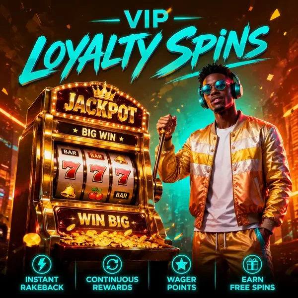 Player pulling lever at SlotsDJ free spins machine with golden glow